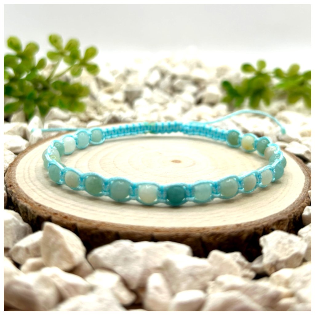 Macramé náramek – Amazonit světle modrý nylon