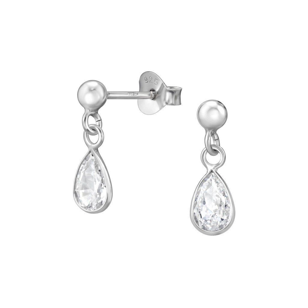 stříbrné náušnice hruška se zirkonem