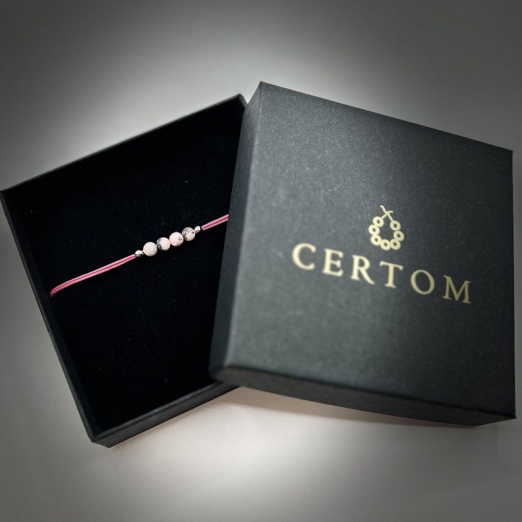 provázkový náramek jaspis zebra růžový