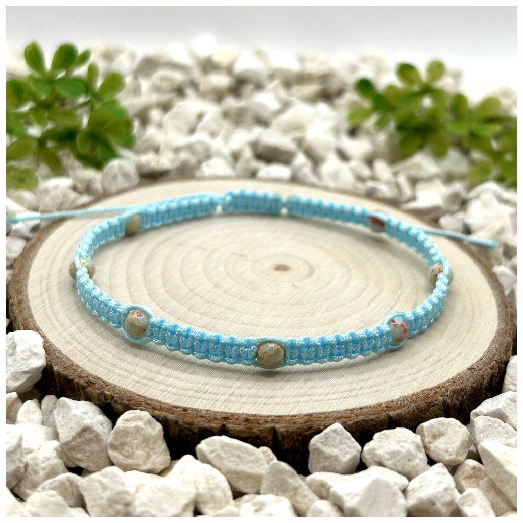 pletený macramé náramek s jaspisem aqua terra přírodní styl