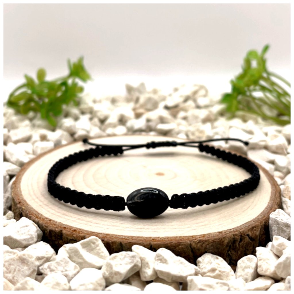 Macramé náramek – Obsidián černý