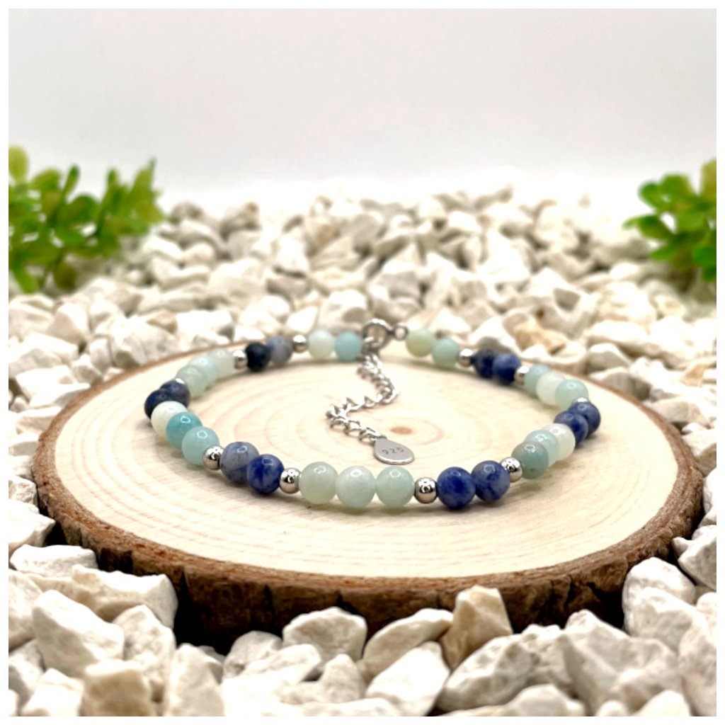 Stříbrný náramek – Lapis lazuli a Amazonit