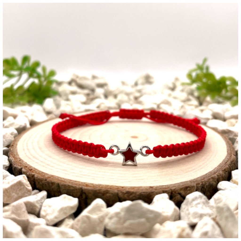 Macramé náramek – Stříbrný přívěsek hvězda