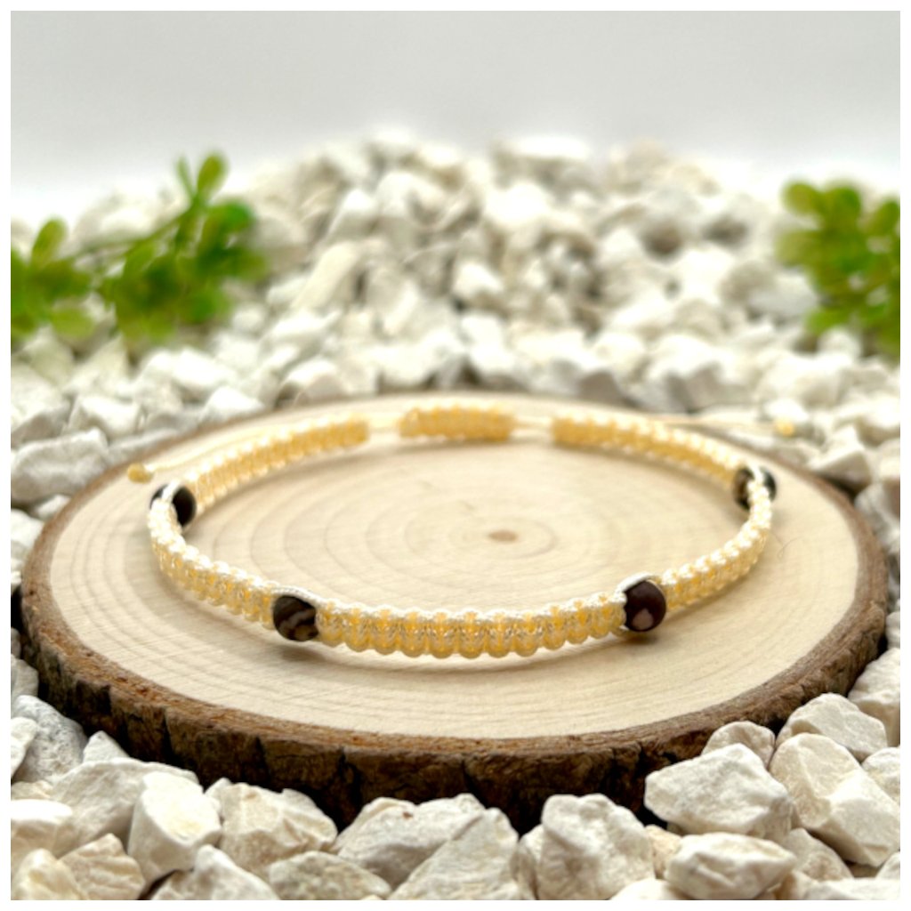 Macramé náramek – Jaspis zebra