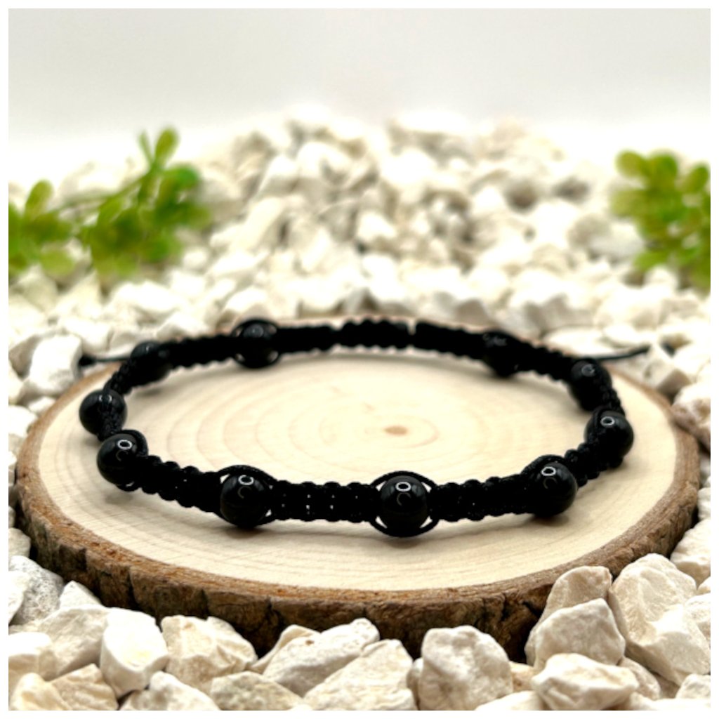 Macramé náramek – Turmalín černý
