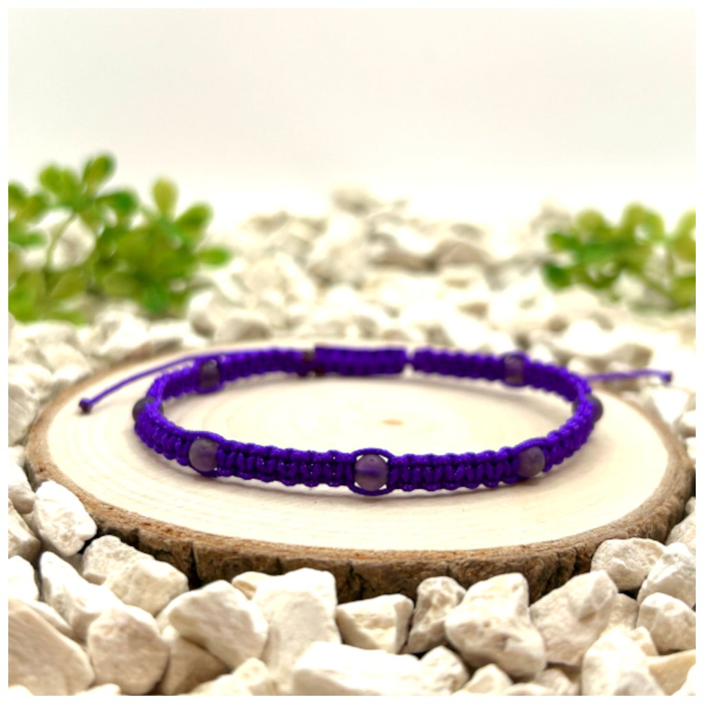 Macramé náramek – Matný ametyst fialový