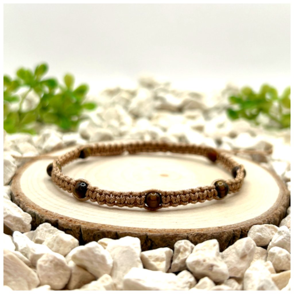 Macramé náramek – Tygří oko hnědý