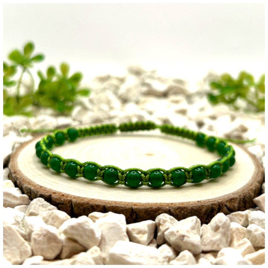 Macramé náramek – Jadeit Malaysia zelený