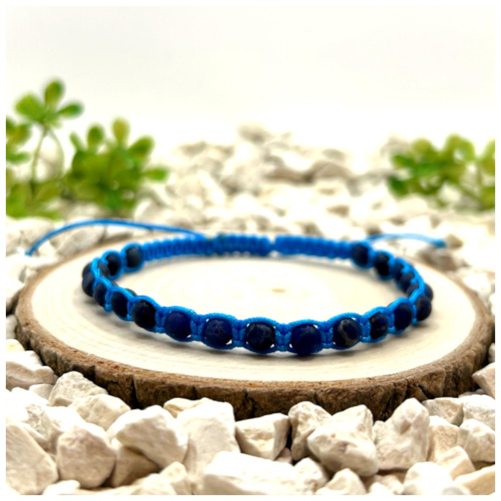 Macramé náramek – Lapis lazuli matný modrý